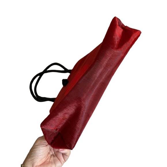 Pretty Embroidered Butterfly Flower Purse Red Organza Black Chinese Knot Handbag - Picture 5 of 5